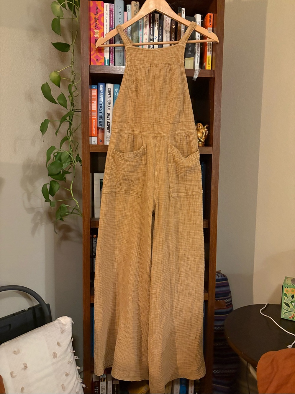 Free People Cyprus Ave Mustard Wide-Leg Cotton Overalls SZ XS - Picture 3 of 16